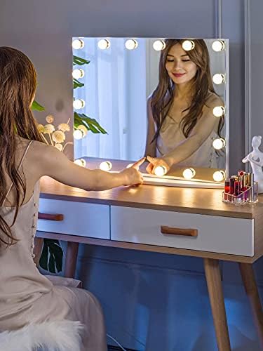 LUXFURNI Hollywood Vanity Mirror with Lights