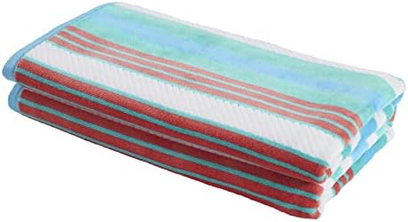 Set of 2 100 Cotton ripped stripes soft absorbent beach towel