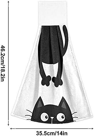 Black Cat Kitchen Hand Towels 2-Piece Set Fast-Drying Absorbent