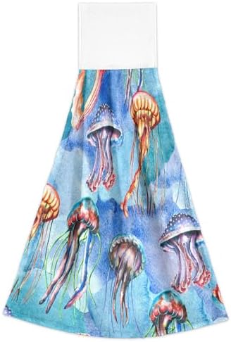 Watercolor Jellyfish Kitchen Hand Towels