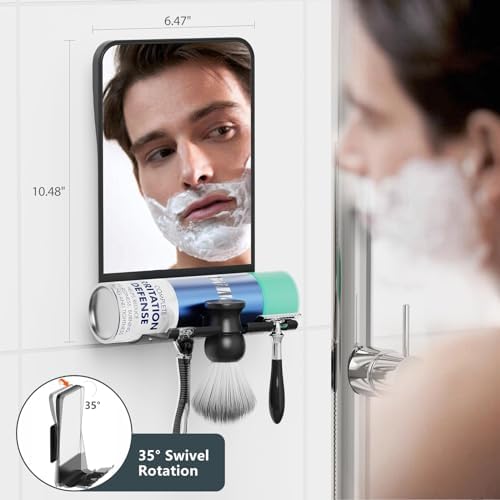 Fogless DotMirror Folding Razor Storage Organizer Shower Mirror