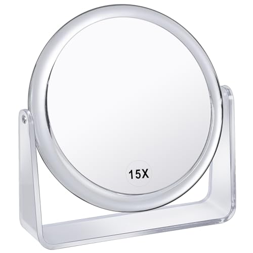 Elegant 15X Vanity Mirror with 360-Degree Rotation and 1X15X Swivel