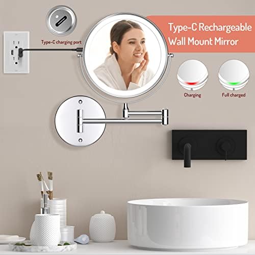 Chargable 3-Sided LED Makeup Mirror with Extendable Design