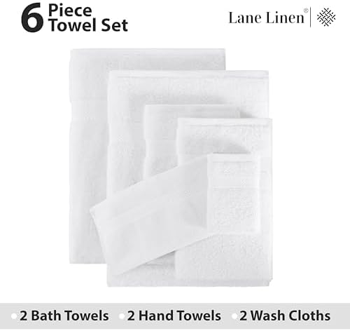 LANE LINEN 100 Cotton White Bath Towels Set