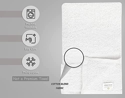 GOLD TEXTILES 60-Pack Economy White Bath Towels Bulk 22x44 Inches