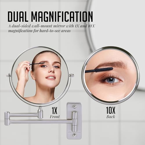 OVENTE 7 Inch Wall Mounted Makeup Mirror with Magnification