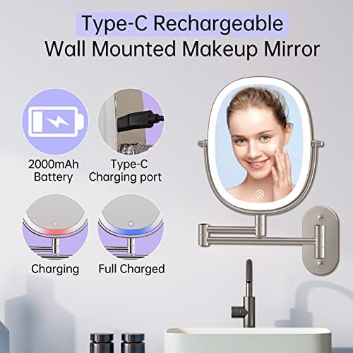 FUNTOUCH Double-Sided Wall-Mounted Makeup Mirror