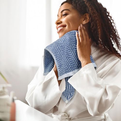 12-Piece Cleanbear Face and Body Washcloths with Herringbone Design