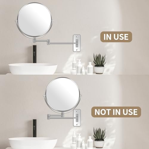 BTremyr 9-Inch Large Wall-Mounted Double-Sided 7X Magnifying Mirror