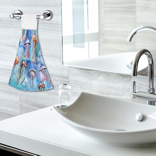 Watercolor Jellyfish Kitchen Hand Towels