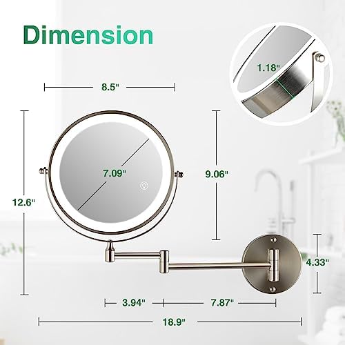Rechargeable LED Wall-Mounted Makeup Mirror
