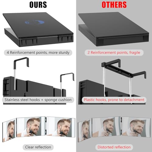 OLIBUY 3 Way Mirror for Haircutting Shaving Makeup