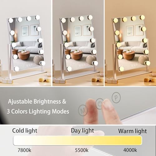 HIEEY 5X Magnification Vanity Mirror with Smart Lights and Rotation