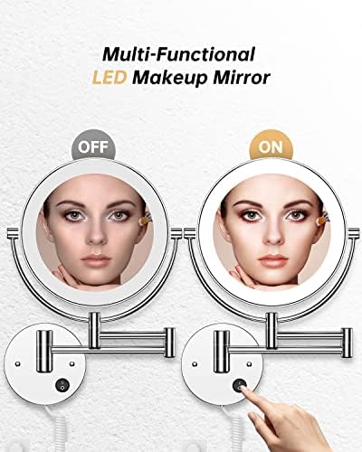 Gospire 85 Wall Mounted Lighted Magnifying Mirror with 360 Swivel