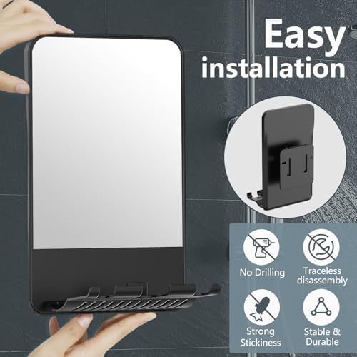 Fogless DotMirror Folding Razor Storage Organizer Shower Mirror