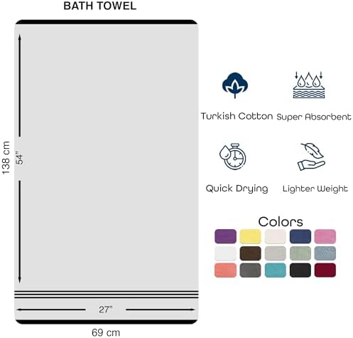 Luxury Turkish Cotton bath towels - Soft absorbent quick drying and eco-friendly
