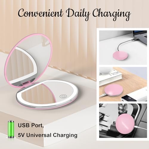 Zipper-Ready Compact Mirror with 1X3X Magnification