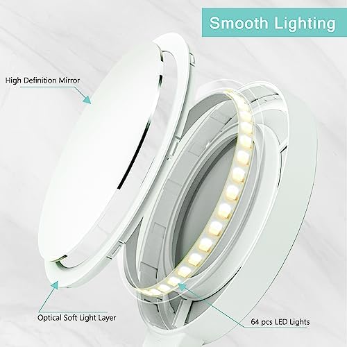Elegant Dual-Sided Magnifying Mirror with Light for Makeup Travel