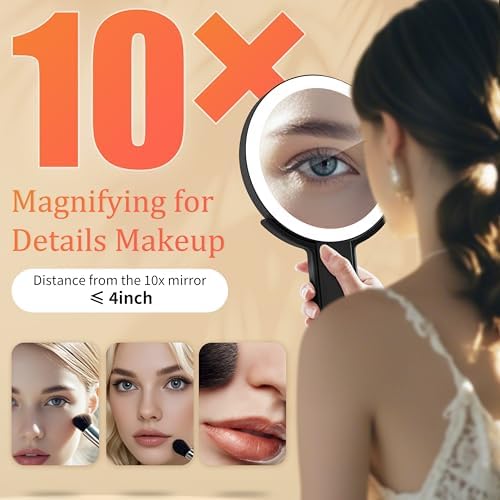 Compact Travel Makeup Mirror for Women with 3 Lighting Modes