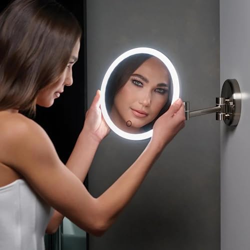 Cordless LED Rechargeable Wall Mirror with Extension Arm