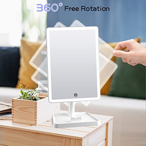 FUNTOUCH Rechargeable Makeup Mirror with Lights Phone Holder