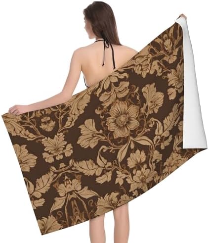 Ornate Floral Printed Microfiber Bath Towels - 52x32in