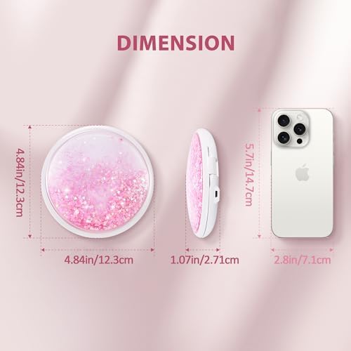 Compact Rechargeable Magnifying Mirror for Travel with Quicksand Design
