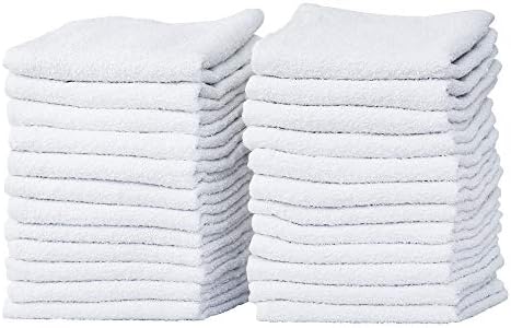 60-Pack White 100 Cotton Towel Washcloths - Durable Lightweight