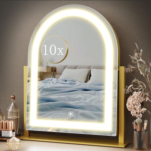 Curved Lighted Makeup Mirror with 360 Rotation