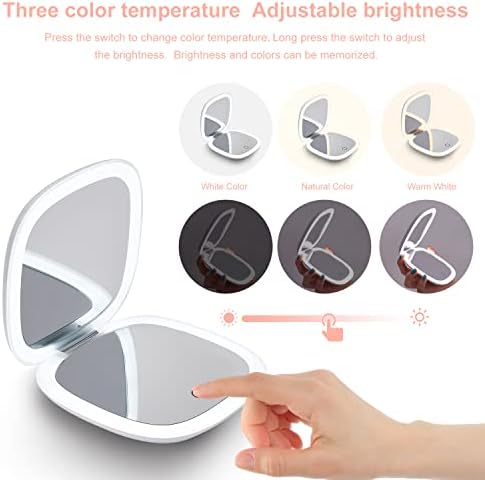 Moccasion LED Mirror for Compact Travel Makeup