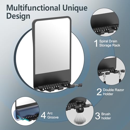 Fogless DotMirror Folding Razor Storage Organizer Shower Mirror