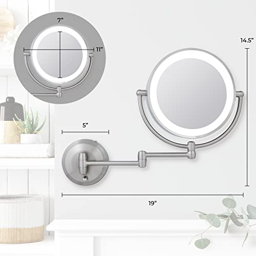 Zadro 11 LED Wall-Mounted Shaving Mirror w Dual Magnifications