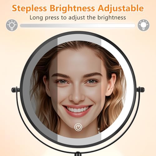 ALHAKIN 9 Lighted Makeup Mirror with Magnification Rotation and Adjustable Light