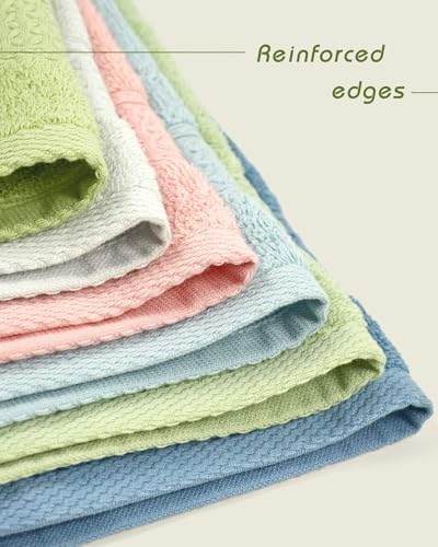 6-Color Pure Cotton Washcloth Set 13x13 inches