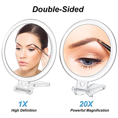 Double-Sided 20X Magnifying Mirror Portable Handheld