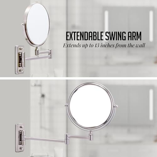 OVENTE 7 Inch Wall Mounted Makeup Mirror with Magnification