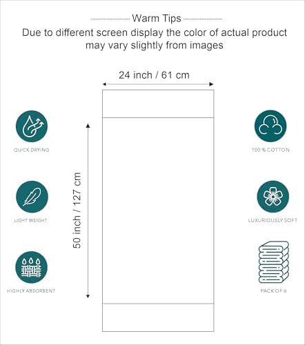 Luxury Cotton Bath Towels Set 6