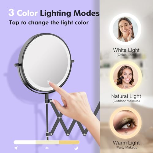 Freely Rotate 360 8X-10X MagnifyingDimable LightsPortableWall-Mounted MakeupMirror