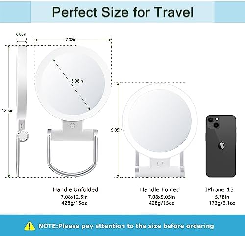 MIYADIVA 20X Magnifying Mirror with LED Light and Adjustable Handle