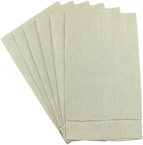 CleverDelights Light Stone Hemstitch Hand Towels x6 - 14x22
