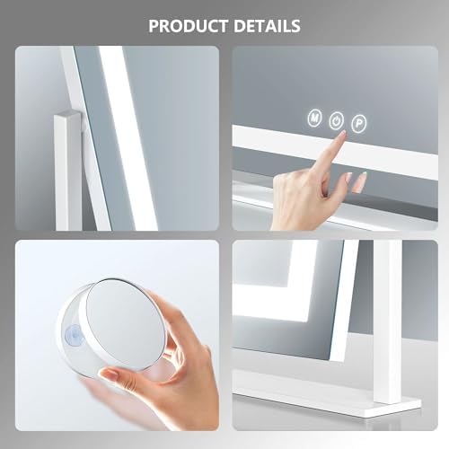 Curved Lighted Makeup Mirror with 360 Rotation