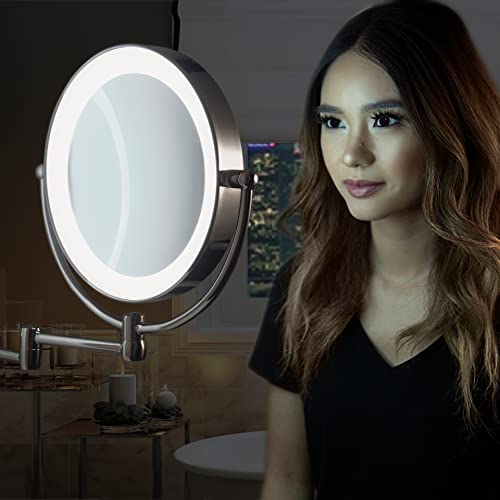 Zadro 11 LED Wall-Mounted Shaving Mirror w Dual Magnifications