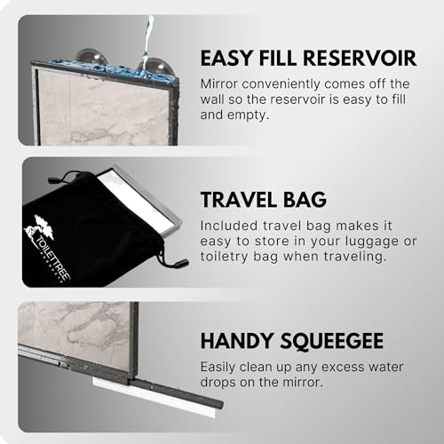 Fogless Shower Mirror with Squeegee Travel Case