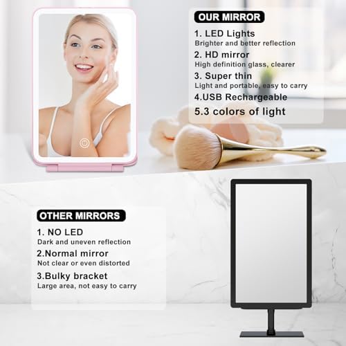 Travel Makeup Mirror w3 Light Modes