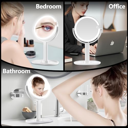 Perfect Dual-Sided 1x20x Magnifying Mirror with Lights Touch Switch