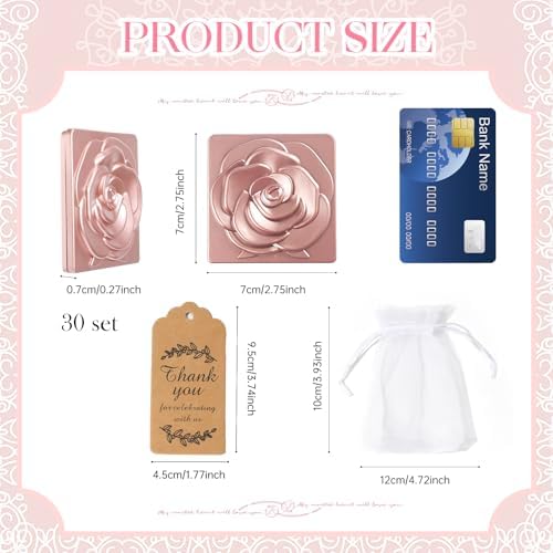 Stylish 30-Piece Rose Compact Mirror Set for Weddings