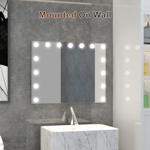 LOMRECS Vanity Mirror with 15 Dimmable Led Bulbs and USB Touch Control