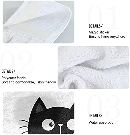 Black Cat Kitchen Hand Towels 2-Piece Set Fast-Drying Absorbent