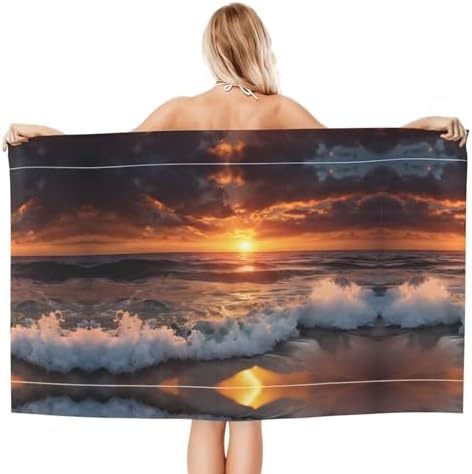 Sunset Harmonys Beachy Microfiber Bath Towel 52x32in