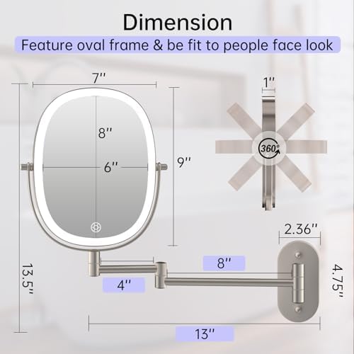 FUNTOUCH Double-Sided Wall-Mounted Makeup Mirror
